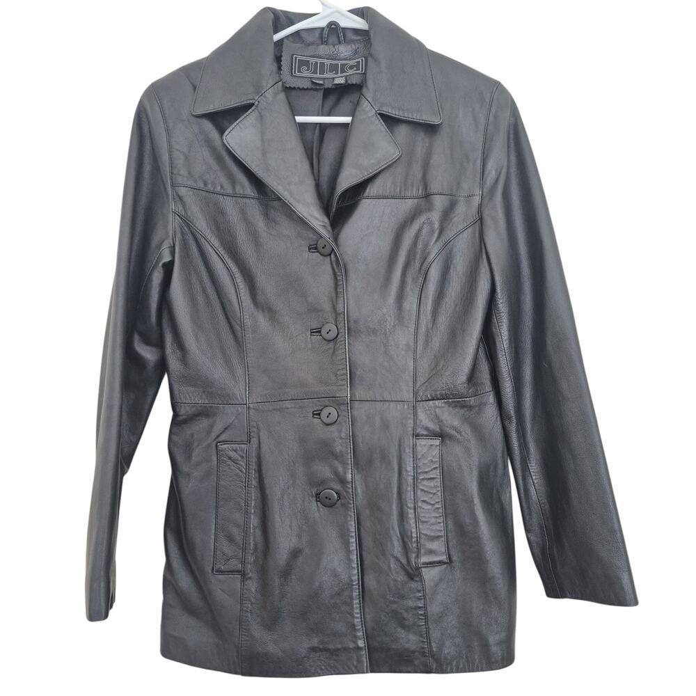 Vintage Leather Jacket Womens Small JCL 90's Black Luxury Spring Closet Staple - Picture 2 of 12